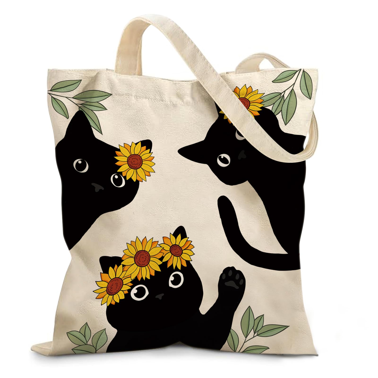 Ialtsidws Aesthetic Canvas Tote Bag for Women - with Magnetic Snap Closure & Zipper Inner Pocket Reusable Bag for Shopping