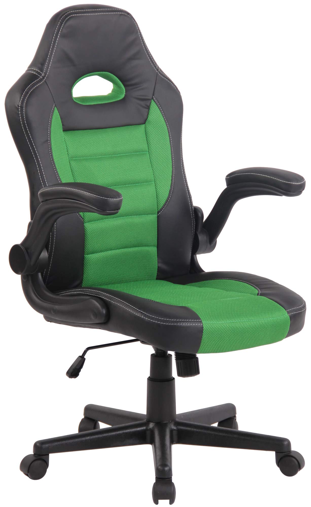 CLP Silla Racing John En Cuero Sintético & Tejido En Tela I Silla Gamer Acolchada, Regulable En Altura & Giratoria, Color:Verde Claro