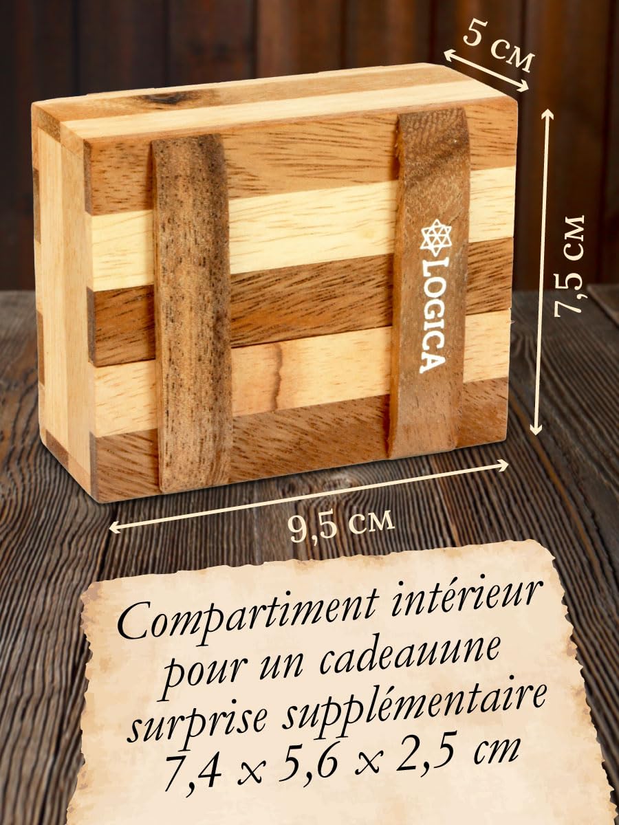 Logica Jeux Art. Le Coffret Zèbre - Boîte Secrète - Difficultè 3/6 Difficile - Casse-Tête en Bois - Collection Leonardo da Vinci