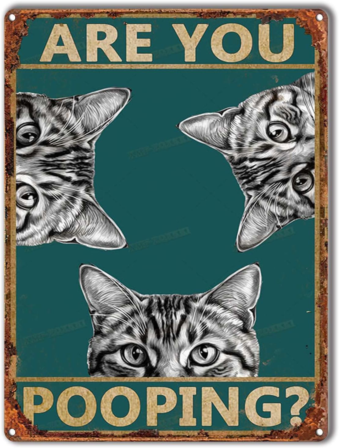 TSEZLOJH Tin Plaque Tin Sign Vintage Cats are You Pooping Signs Bathroom Wall Toilet Decor,Funny Kitty Cat,Cats Lover Gift,Funny Cat for Home Gate Garden Bars Restaurants 12x16inch-Tin Painting