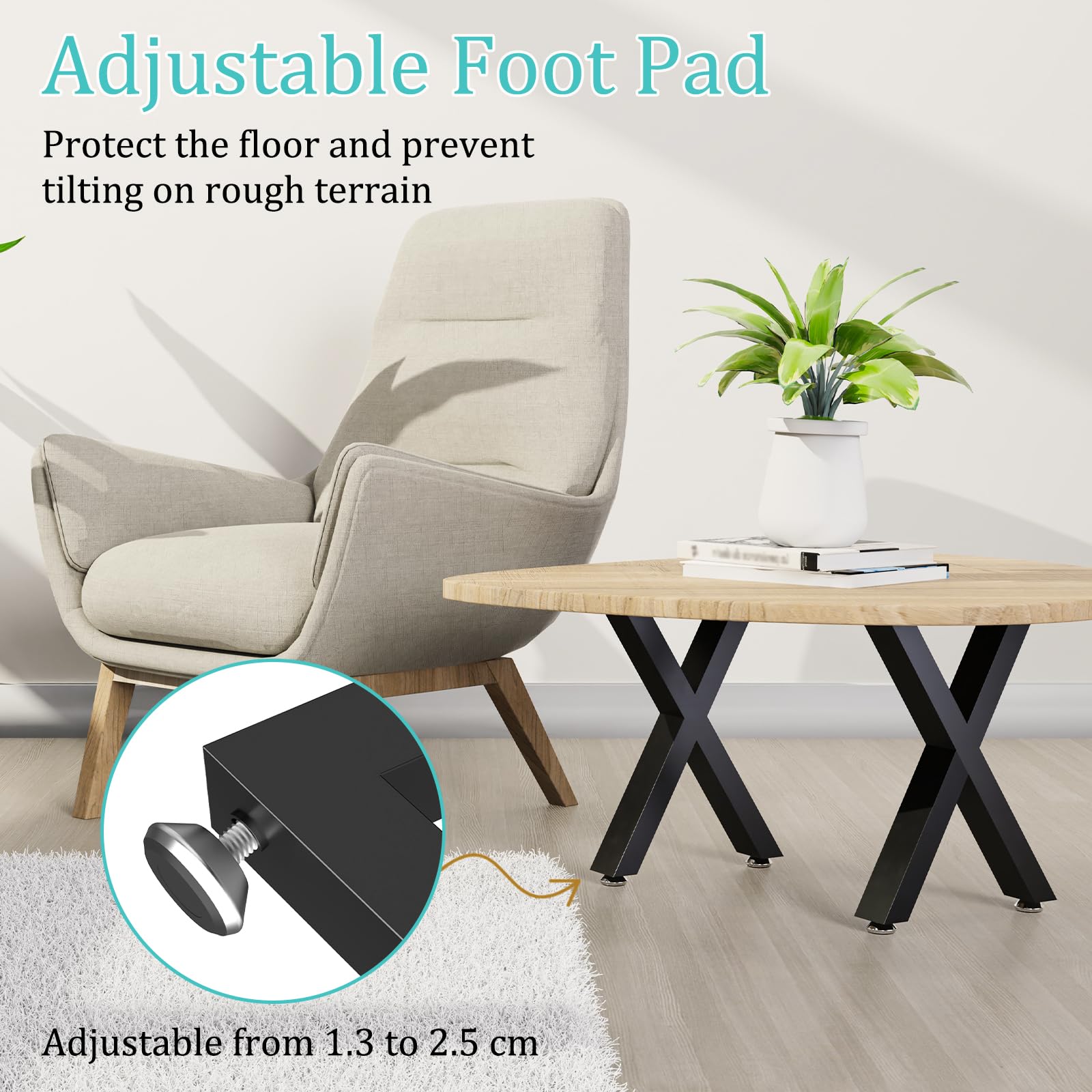 GUOHNHE Gambe per Tavolo in Acciaio, Set di 2 Industriale DIY per Base per Mobili, Può Sopportare un Carico di 500kg, Adatto per Panche, Tavolini da Caffè, X-Tipo, Nero, 42 x 30 x 8 cm, SGX001B