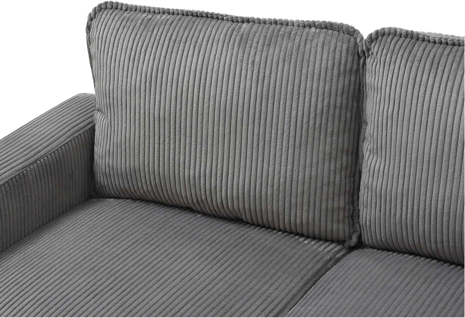 3-seat Sectional Sofa with Storage Ottoman, L-Shaped Sofas Couch with Side Pockage, Modern Upholstered Living Room Sofa Set for Bedroom Apartment and Small Space (Light Grey+Corduroy)