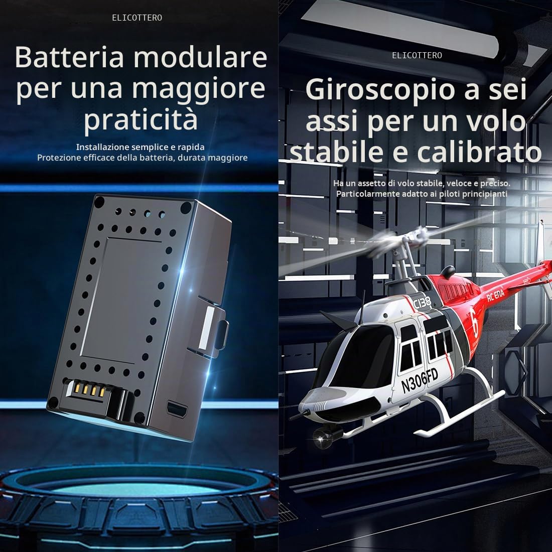 RC ERA C138 Bell 206 RC Elicottero 1:30 6CH giroscopio 6 assi singolo rotore posizionamento ottico stabilità altitudine volo