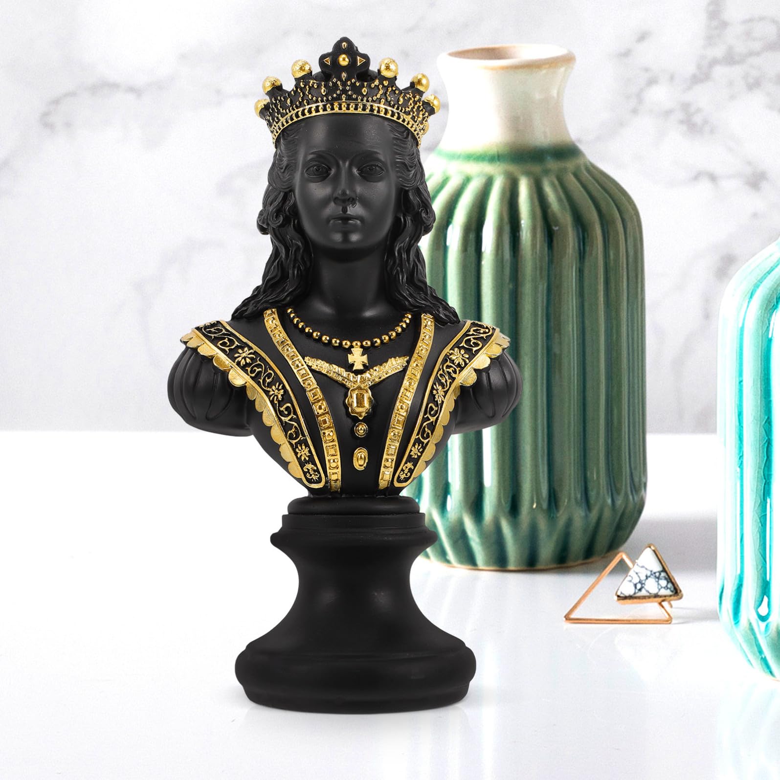 PRETYZOOM Scultura da Tavolo Scacchi in Resina Nera Decorazione Elegante per Ufficio e Casa Busto Regina Chic per Arredamento Stiloso e Originale