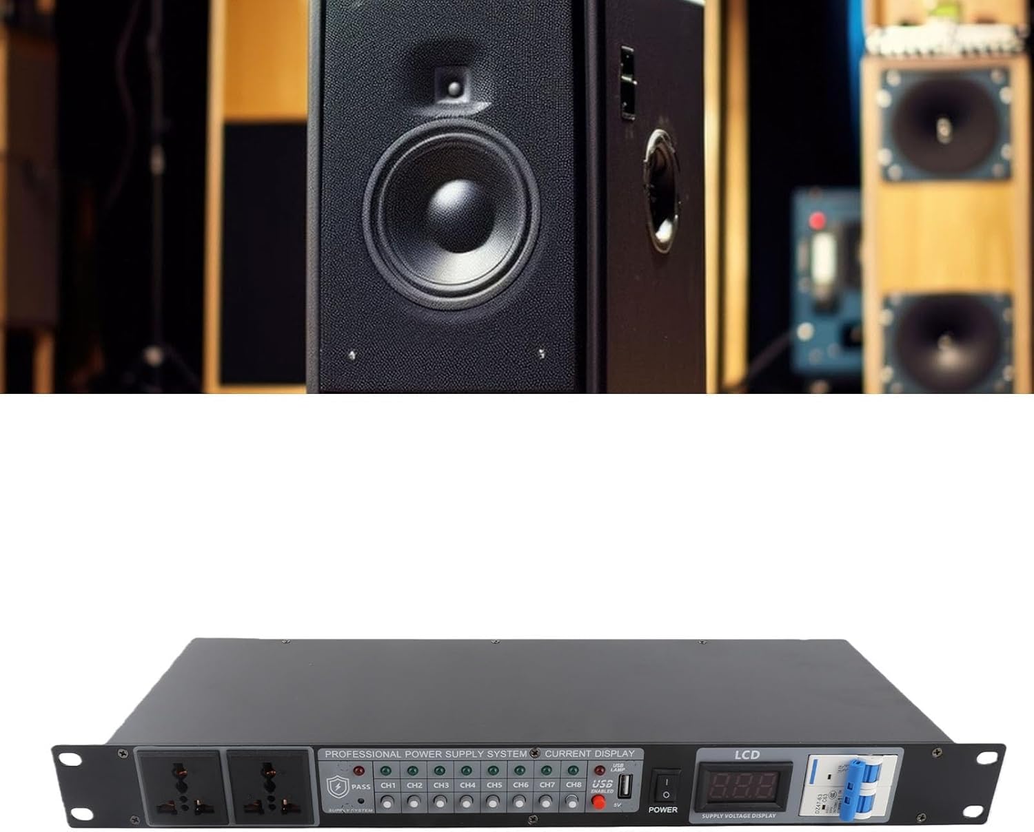 fosa Professional Power Sequencer, 10 Outlet Rack Mount PDU Power Strip Surge Protection with Digital Display and Sequential Power On, 10 Expansoin Ports (US Plug)