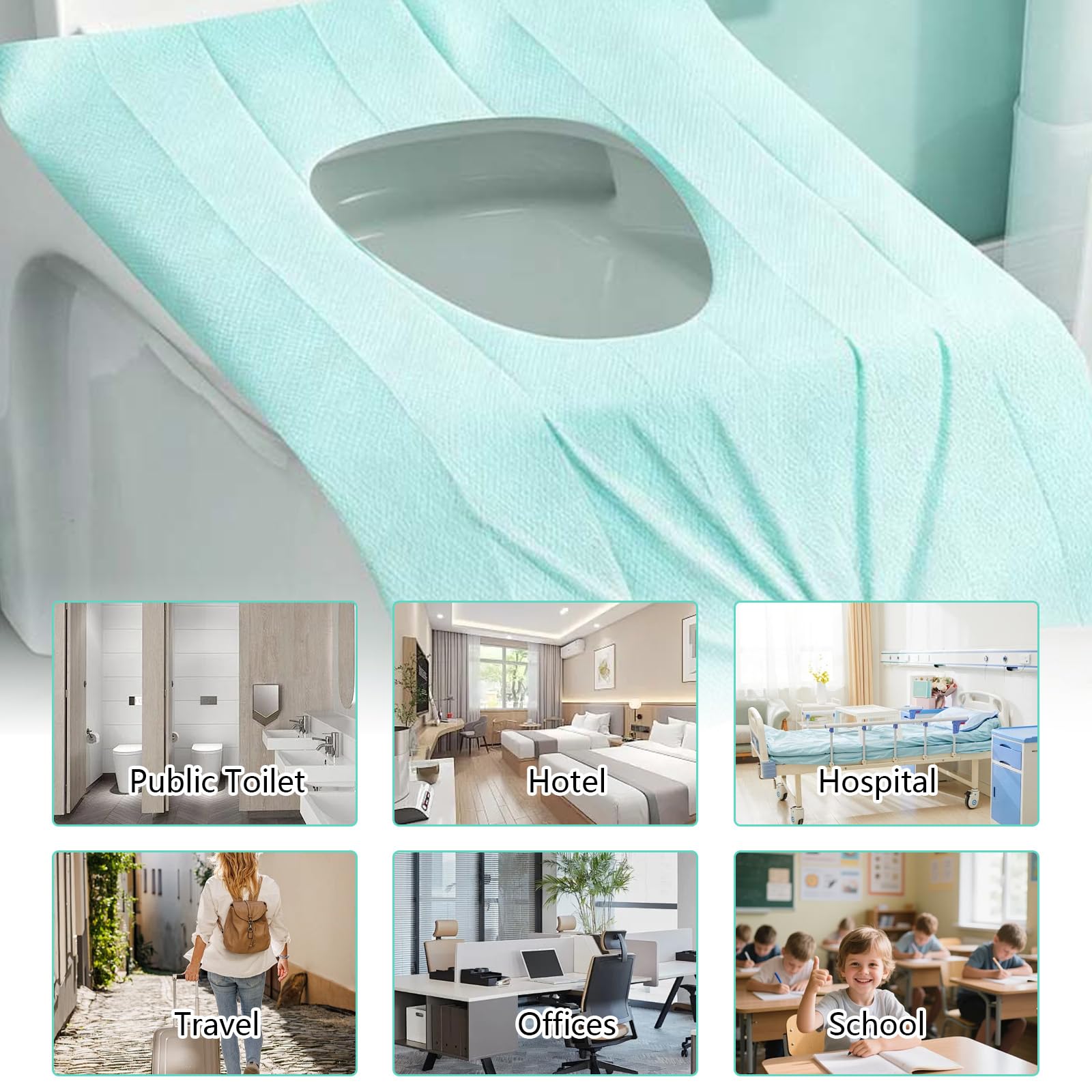 Cuscino per WC usa e getta 60 pezzi 40x60 cm universale lavabile in lavastoviglie versione estesa campeggio viaggi verde