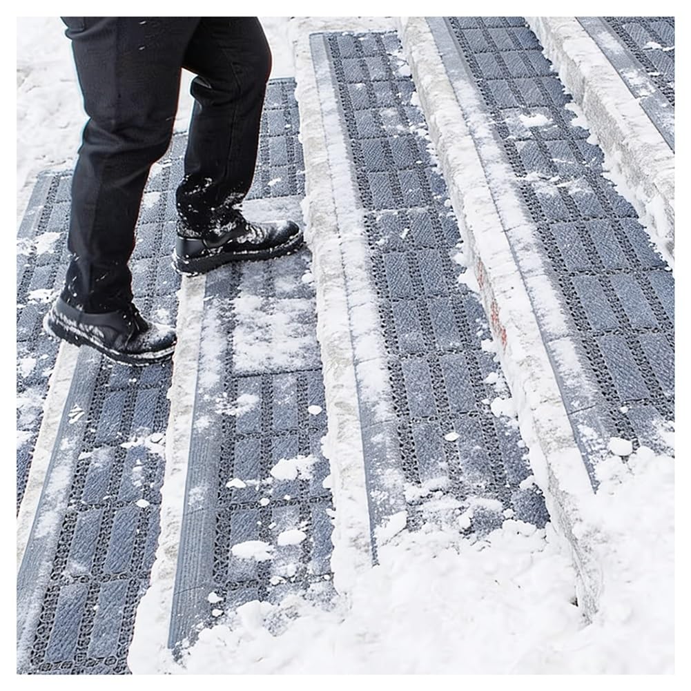 Alfombra antideslizante gris de 27,5 x 135 cm para escaleras de exterior