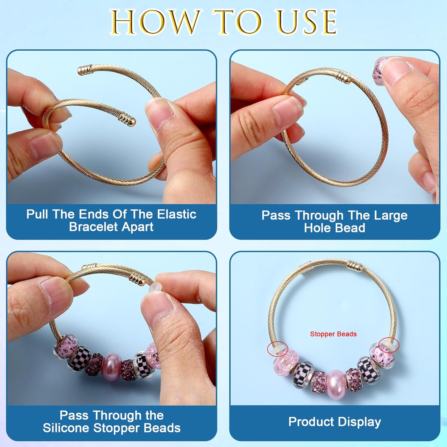 45 Pcs Snake Charm Bracelet Set Stainless Steel Expandable Bangle Bracelets Adjustable Snake Bracelet Chain for Women DIY Jewelry Making Supplies Christmas Birthday Gifts (Gold+Silver) - Image 3