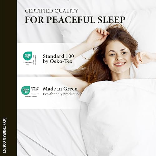 Miniatura 5 de Ashton Sheets Funda de edredón de algodón egipcio tamaño King, funda de edredón de algodón egipcio de 600 hilos, tejido de satén suave, cierre de