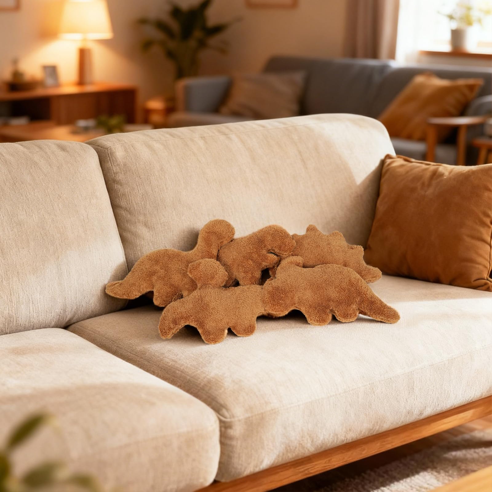 5 Packs Dino Nugget Pillow Plush, Soft Dinosaur Chicken Nuggets Pillow for Birthday Gifts, Dinosaur Theme Party Decorations (5 Packs Dino)