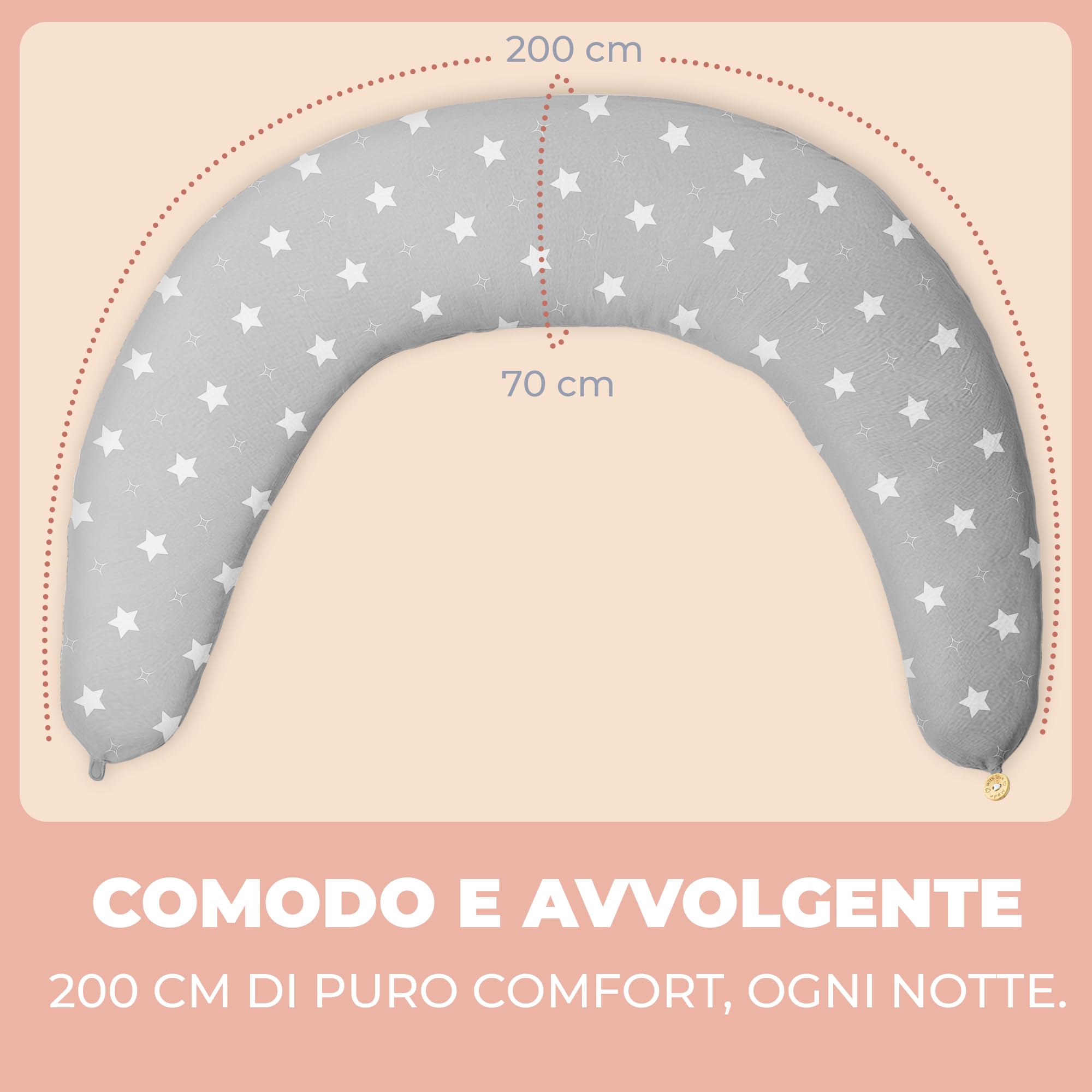 Cuscino Gravidanza e Allattamento per Dormire di Lato per Donne Incinta Idea Regalo per Neo Mamme con Federa in 100% Cotone e Morbido Riempimento Accessorio Full Body Premaman per un Sostegno Ottimale