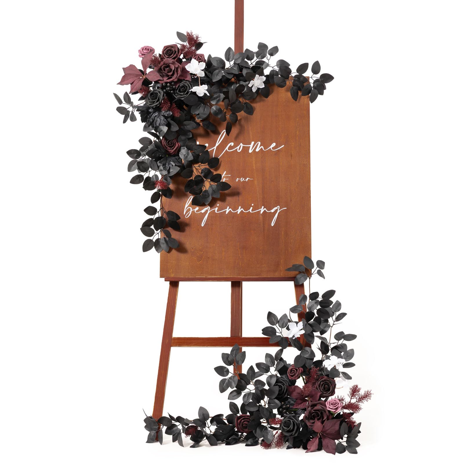 View 1 of Ling's Moment 2pcs Wedding Flowers Garland Artificial Floral Swag Arch Decorations Greenery Arrangements Lily of The Valley White Ceremony Reception Garden Easel Wall Entryway Outdoor NOT Include Sign
