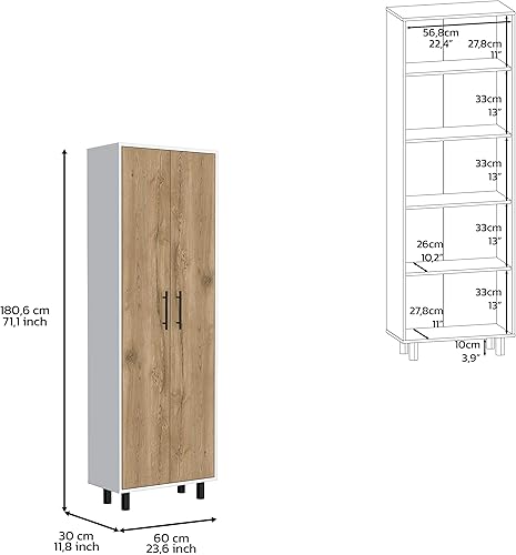 Miniatura 4 de Gabinete Multistorage 71" H, 5 Estantes Internos, 2 Puertas, BlancoMacadamia