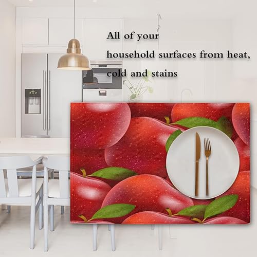 Miniatura 7 de Apple Bright - Juego de 6 manteles individuales lavables, 12 x 18 pulgadas, manteles individuales de tela resistentes al calor para cocina, comedor,