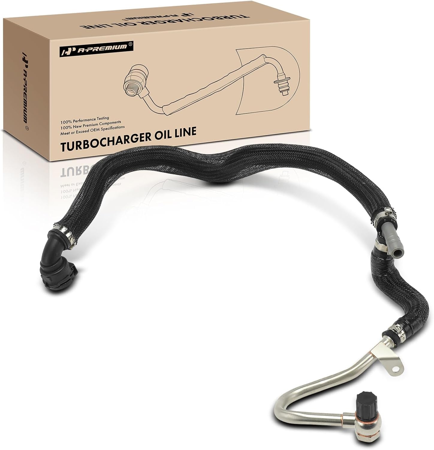 A-Premium Turbocharger Oil Line Compatible with BMW 550i 2011-2016, 550i GT xDrive 2010-2017, 750i 2009-2015, 750i xDrive 2010-2015, 750Li 2009-2015, 650i Gran Coupe 2013-2019, 4.4L, Supply Right