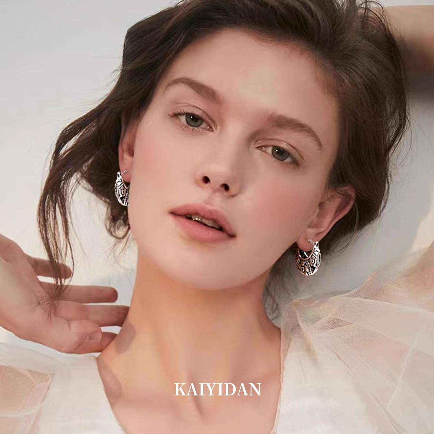 Silver Hoop Earrings For Women Trendy,Silver Chunky Big/Thin/Medium Multi Rainbow Colored Cubic Zirconia Dangle Huggie Geometric Square CZ Hoops,Birhtday Fashion Jewelry Gift. - Image 8