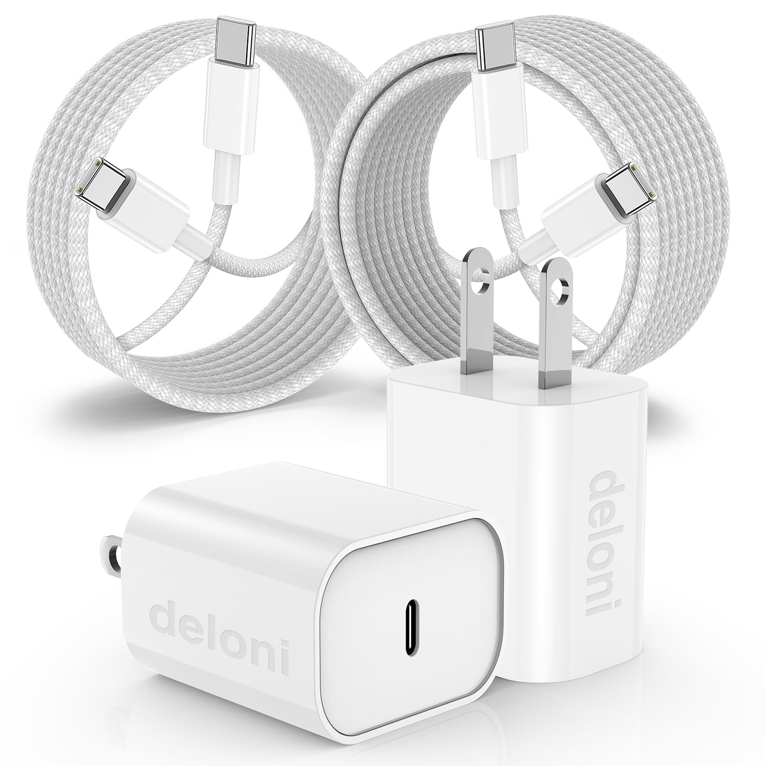 for iPhone 15 16 Chargers Fast Charging, 2Pack 20W USB C Wall Charger for iPhone 16 Pro Max with 2Pack 6FT+10FT USB C to C Cable Compaitble with iPhone 16/16 Plus/15/15 Pro Max/iPad Pro-Gray Light Gray 6Ft+10Ft