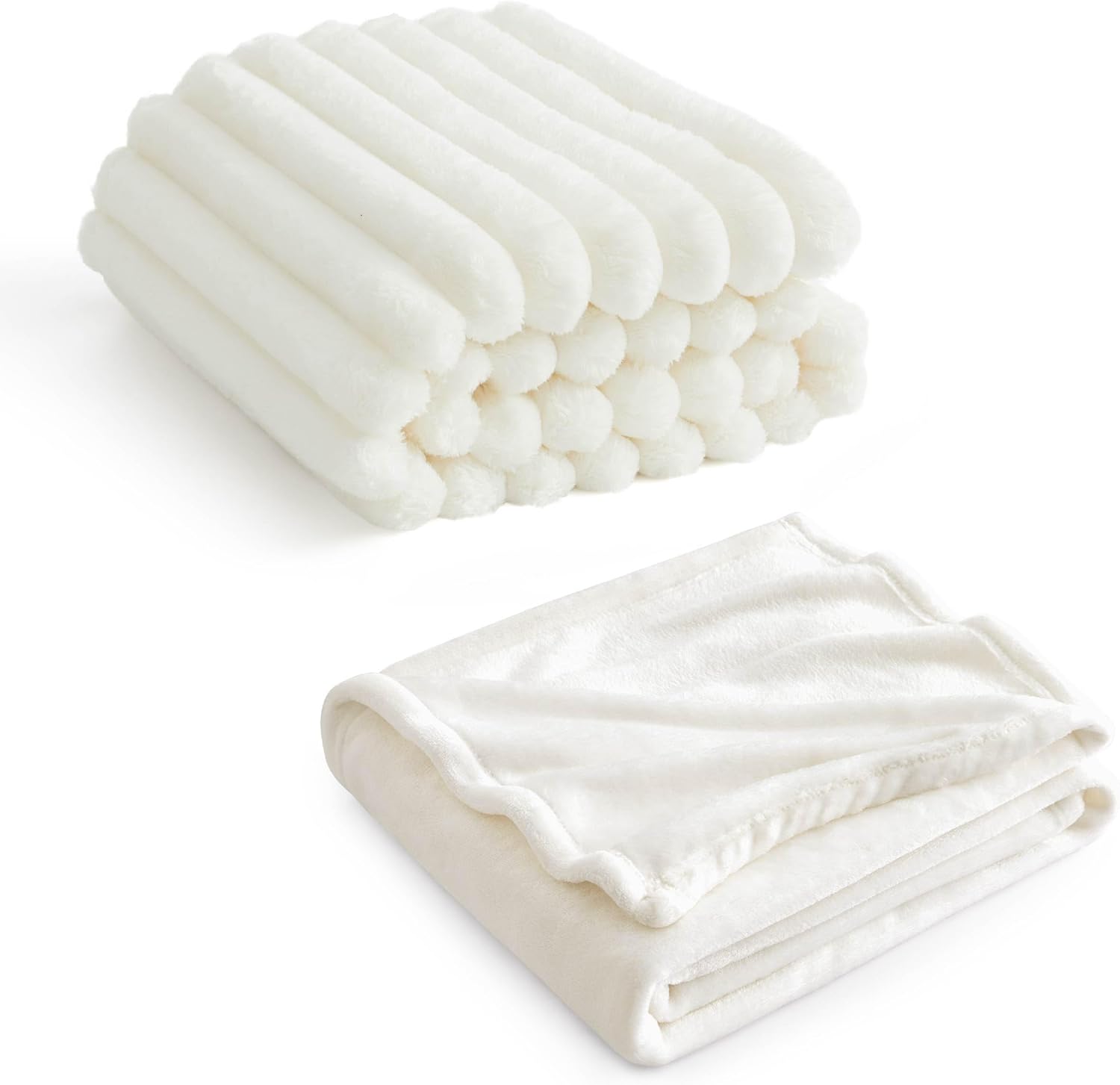 Bedsure Fleece Blanket Queen Blanket Cream&Blankets Queen Size for Bed,90x90 Inches