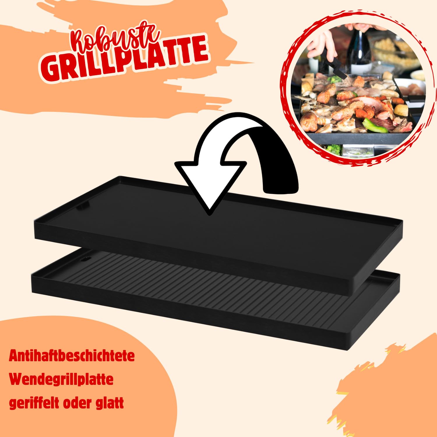 Syntrox 16 Personen Raclette | Tischgrill | Pizzagrill | Pfännchen | emailliert, für große Gruppen, Robust und langlebig, Edelstahl, Schwarze Optik