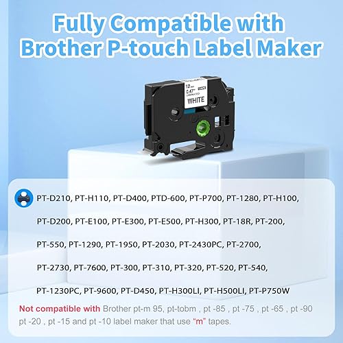 Miniatura 2 de Markurlife Paquete de 10 cintas de etiquetas compatibles con Brother Ptouch de 0.47 pulgadas TZe-231 TZ231 TZe231 TZe TZ 0.47 laminado blanco para