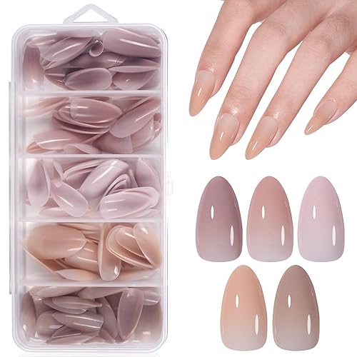 AILLSA Medium Almond Nail Tips 140 PCS Pre-Shaped 4 in