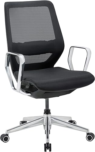 WorkPro Sentrix Silla ergonómica de mallamalla con respaldo medio, brazos fijos, negro, compatible con BIFMA