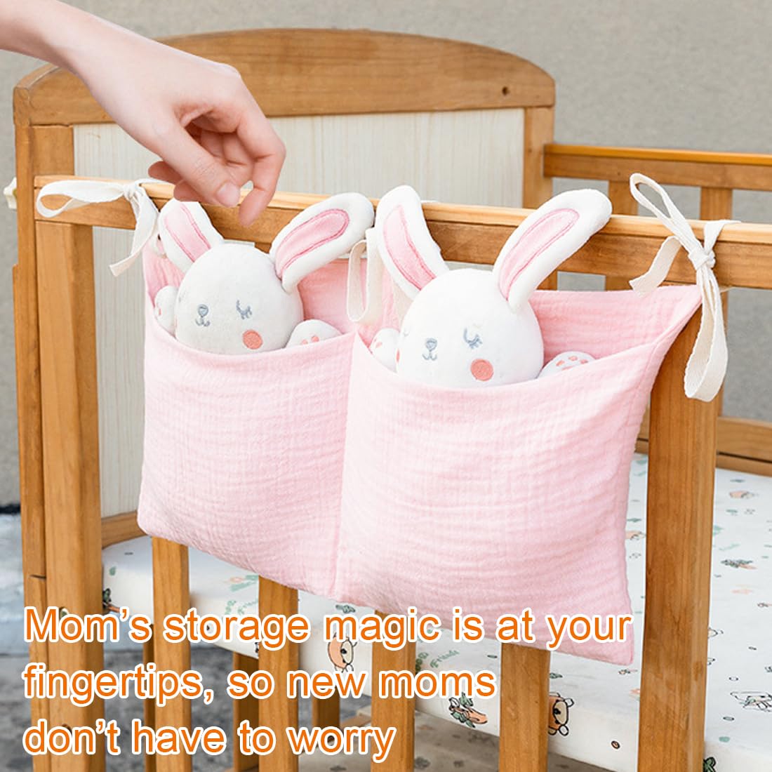 Borsa Appendere Per Lettino - Organizer Per Cameretta, 2 Tasche, Per Pannolini E Vestiti, Blu - Foto 11