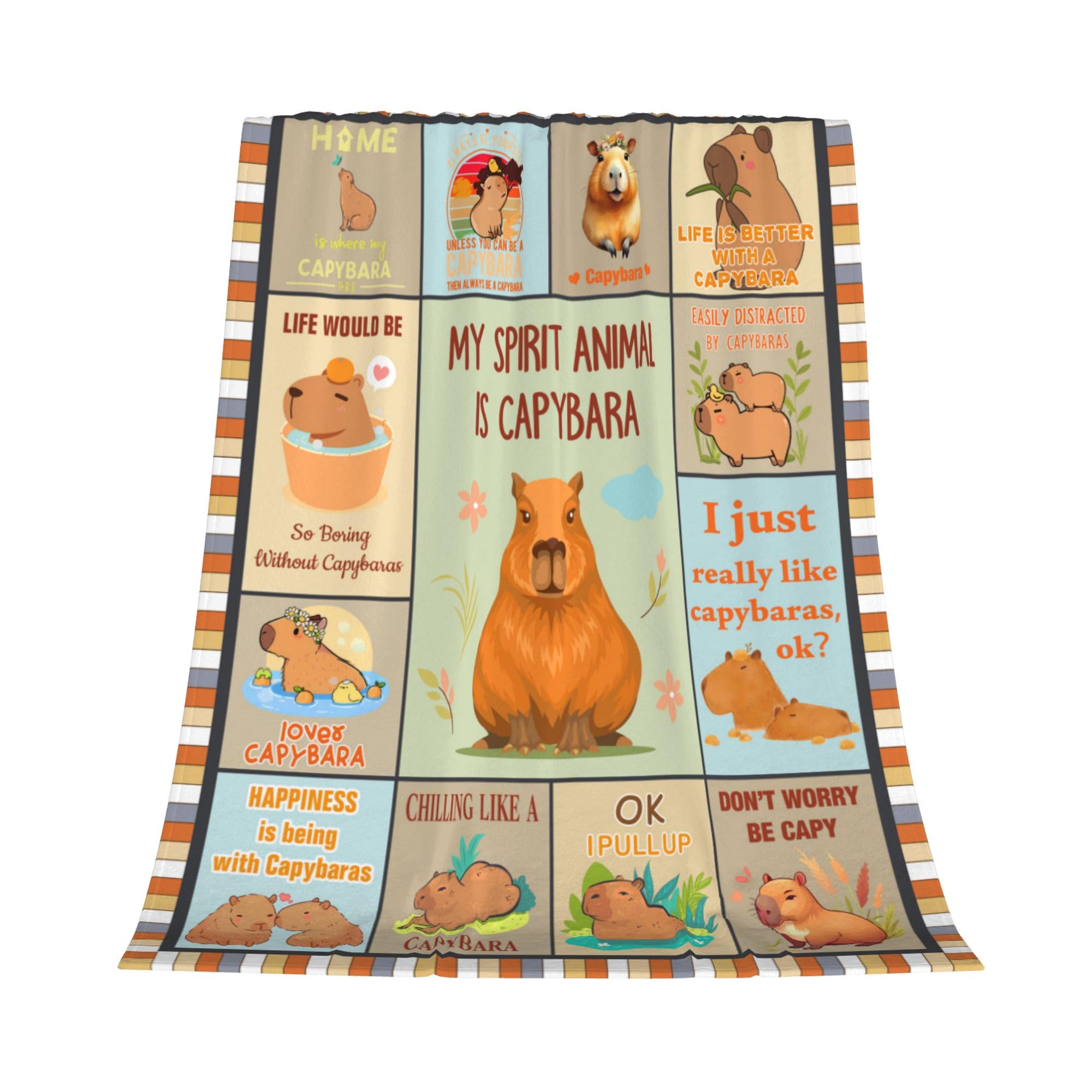 Capybara Cartoon Cute Flannel Blanket - Soft Lightweight Throw For All Seasons And Air Conditioned Rooms I.1343609798 - View #8