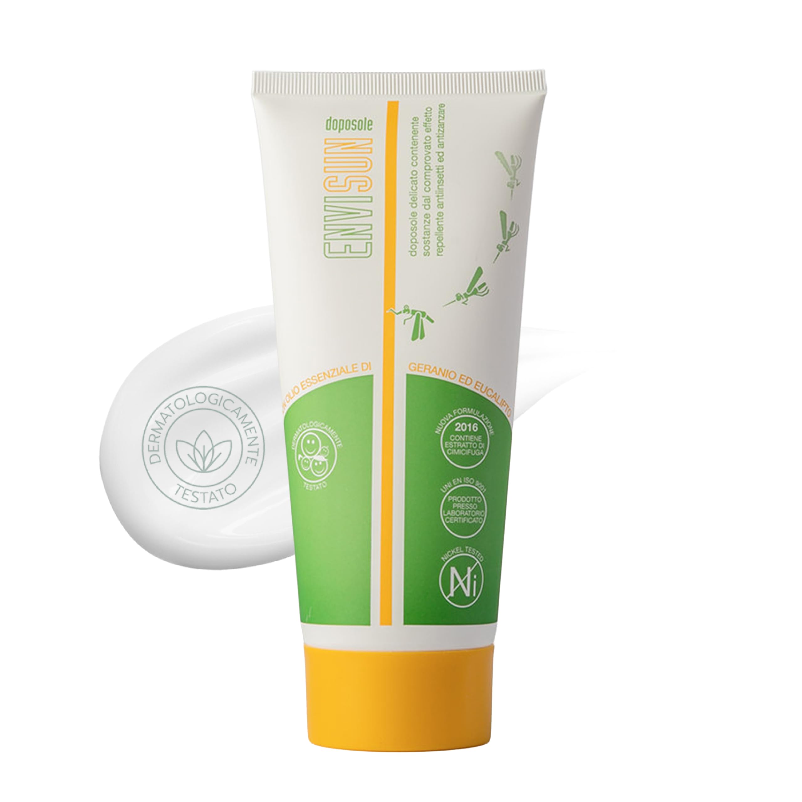 Envisun® Crema Doposole Lenitiva da 100 ml - Idratante Repellente Viso e Corpo con Geranio ed Eucalipto - Assorbimento Rapido e Senza Profumo - Adatta a Pelli Sensibili, Adulti e Bambini - Envicon®