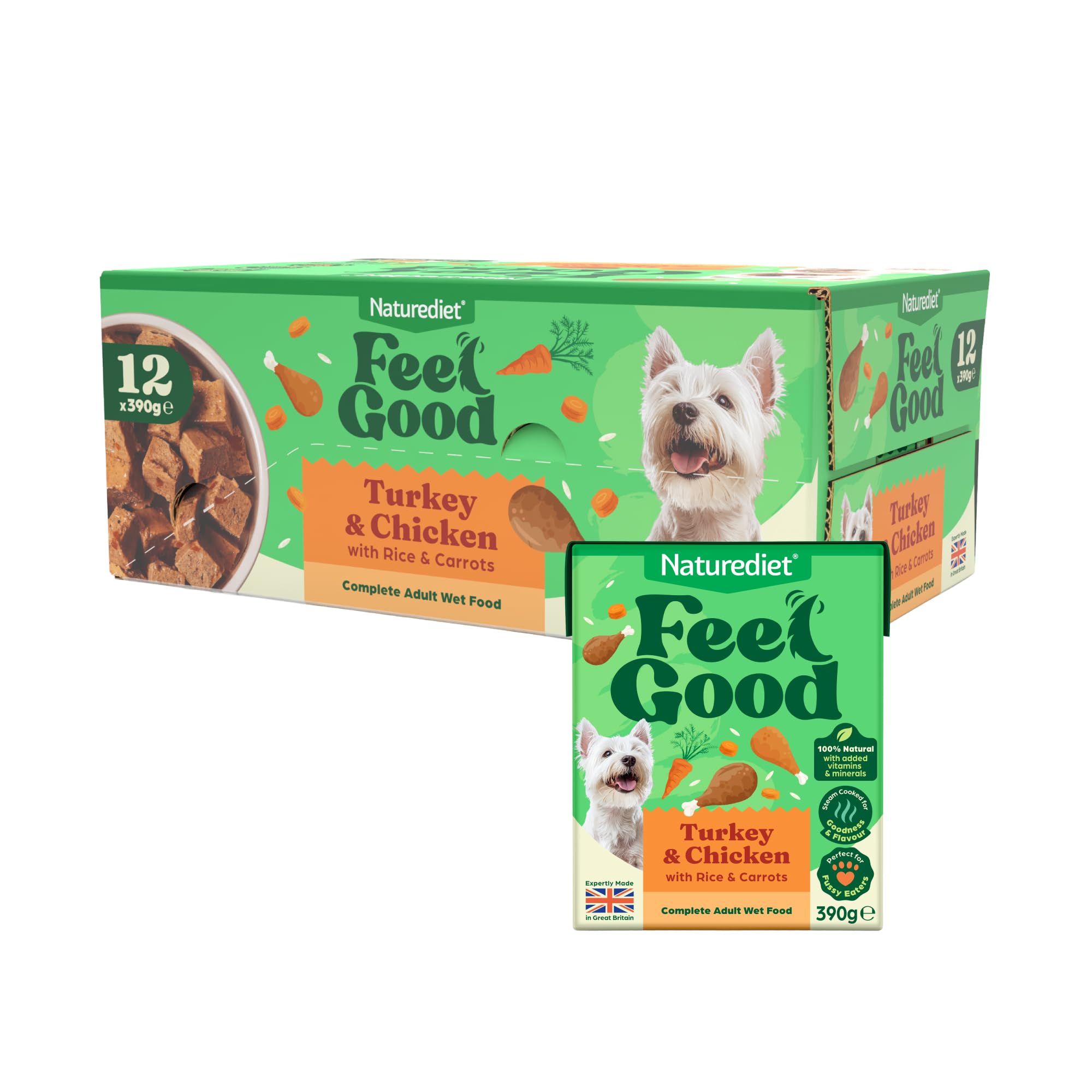 Naturediet Feel Good Wet Dog Food, Turkey & Chicken, 12 x 390g Packs