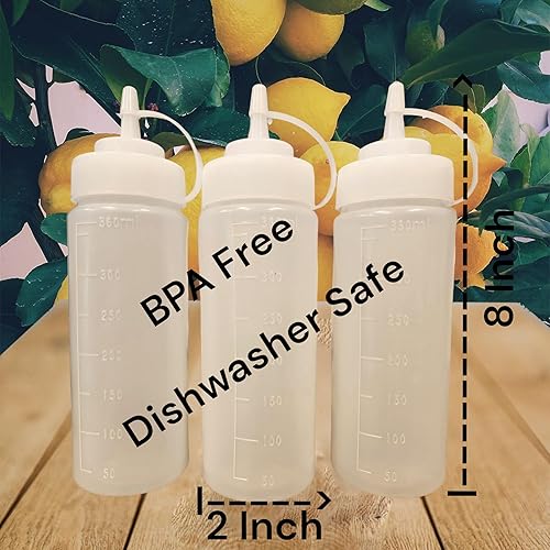 Miniatura 3 de Botellas exprimibles de condimentos transparentes para salsa de tomate, mostaza, mayonesa, aderezo, aceite, jarabe, vinagre, salsas, miel,