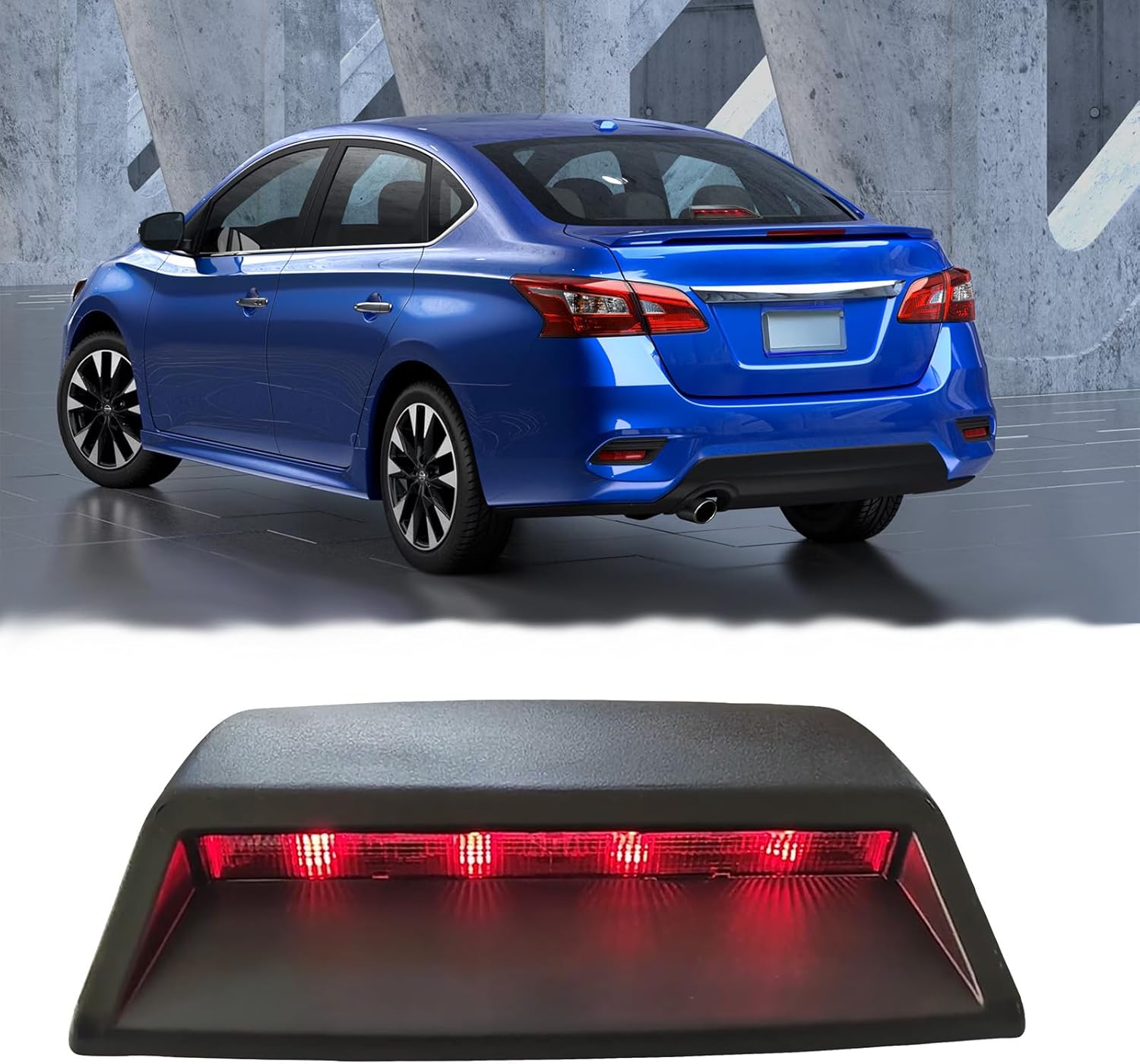3rd Third Brake Light Full LED Rear Center Waterproof High Mount Stop Light 3rd Lamp Compatible With 2012 2013 2014 2015 2016 2017 2018 Nissan Sentra Repalcement 26590-3RA0B 26590-3RA0A