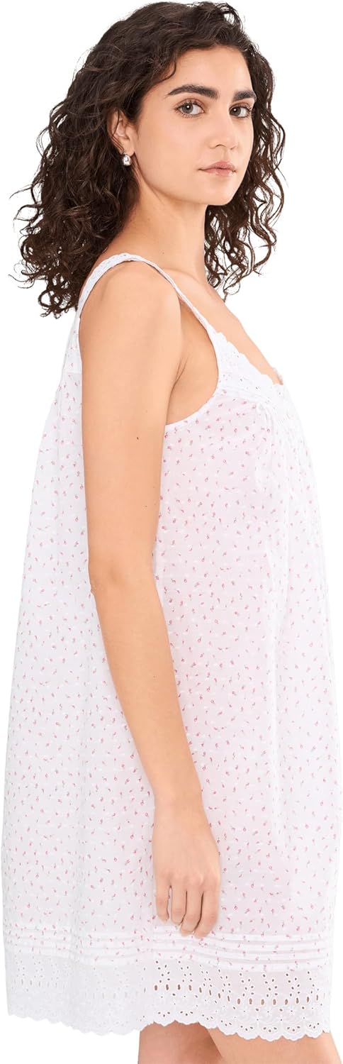 Eileen West Women's Cotton Lawn Swiss Dot Sleeveless Short Chemise