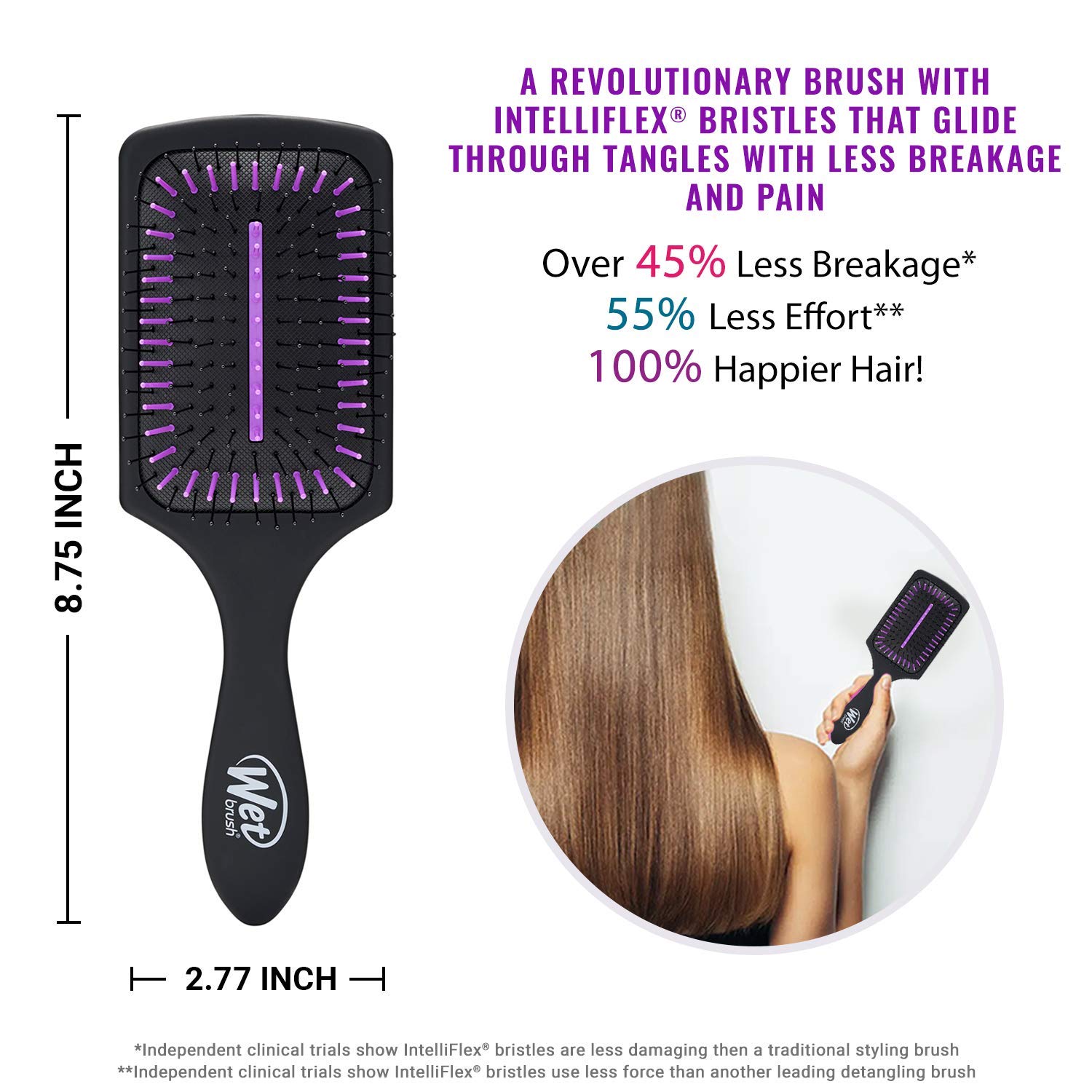 Wet Brush, Refresh and Extend Paddle Detangler For All Hair Types, Removes Dirt Excess Oils and