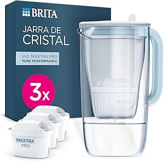 Glass Water Filter Jug Starter Pack - Light Blue (2.5L) incl. 3X MAXTRA PRO All-in-1 Cartridge - in Sustainable Smart Box Packaging