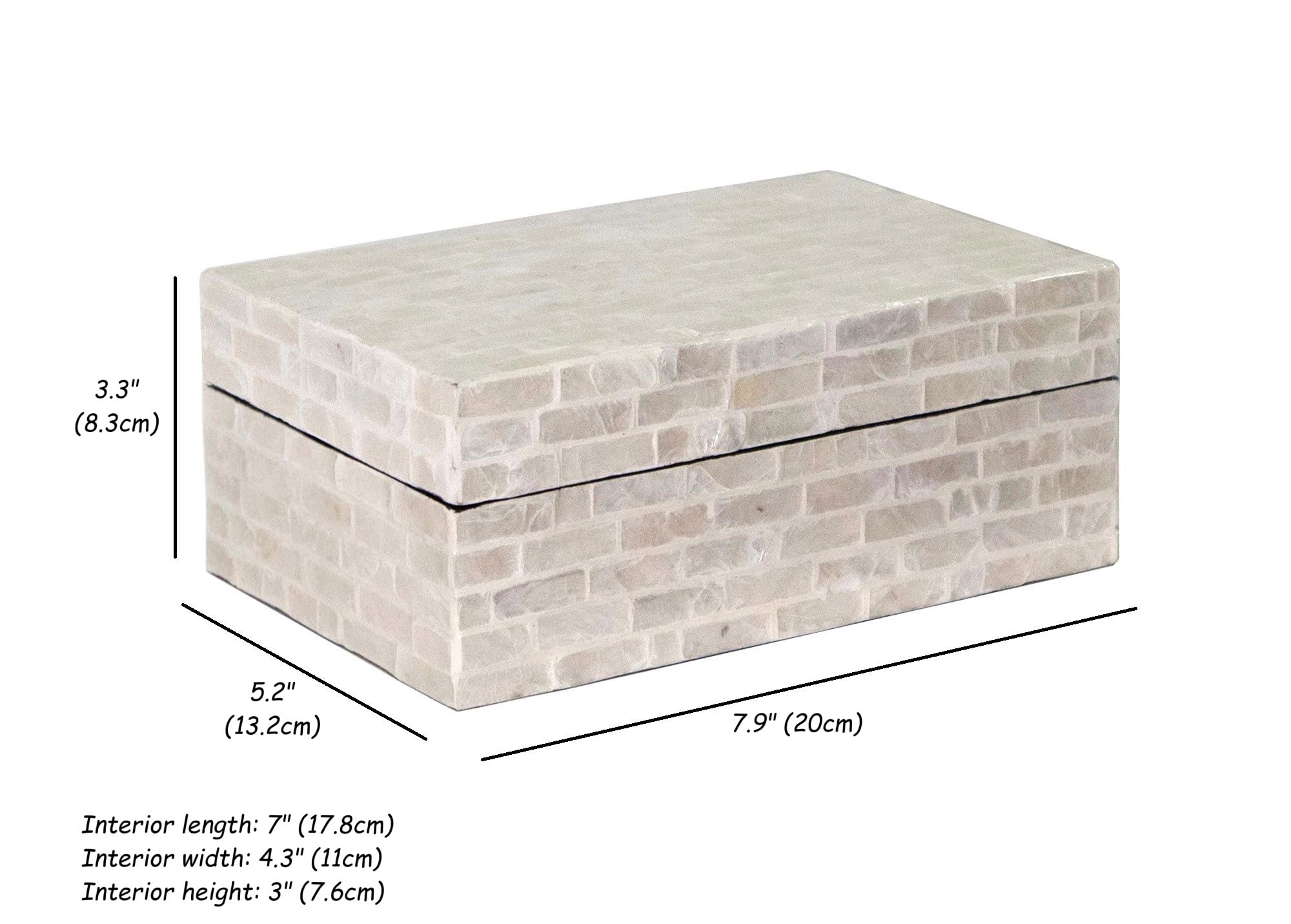 PEMAR Cajas de joyería con incrustaciones de nácar con tapas, cofre del tesoro rectangular, caja de almacenamiento decorativa de madera para bolsas de té, café, suministros de oficina, joyas,