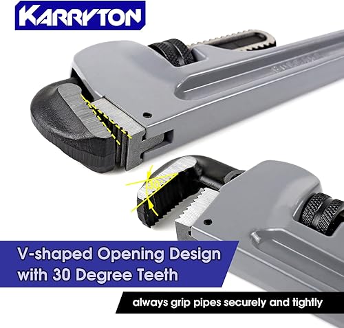 Miniatura 4 de KARRYTON Llave de tubo de aluminio de 10 pulgadas, 1-58 pulgadas1.614 in, apertura de mandíbula Cr-Mo ajustable, llaves de fontanería de aluminio