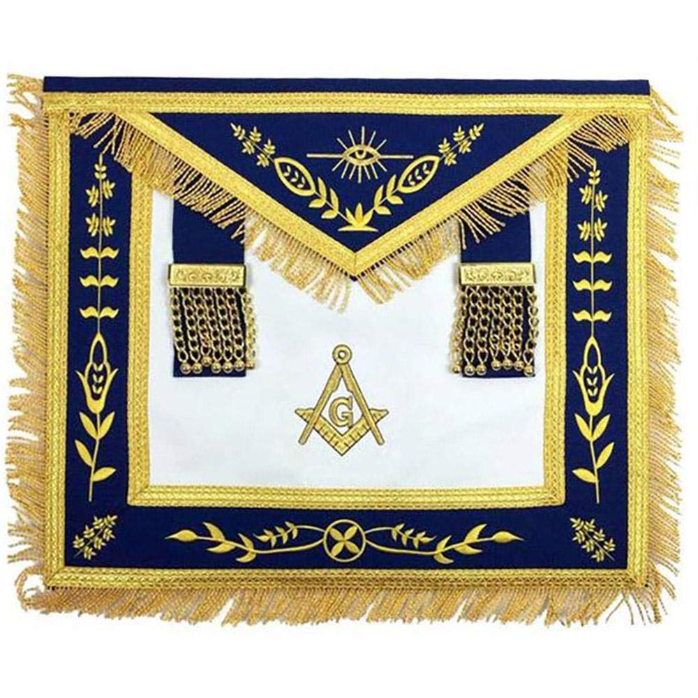 Tablier Master Mason maçonnique brodé machine or Blue Lodge