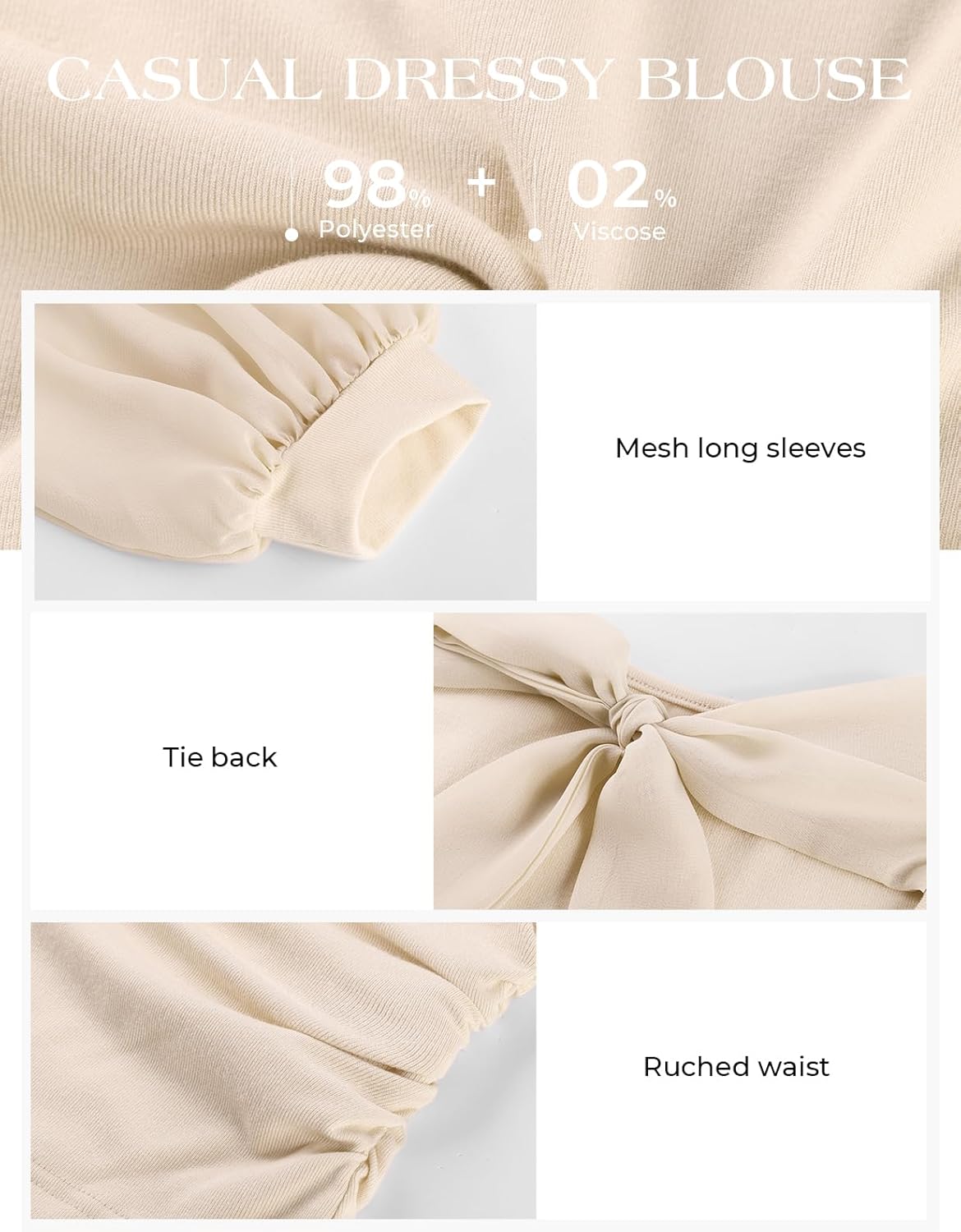 Belle Poque Women's Mesh Long Sleeve Tops Boat Neck Bow Tie Back Dressy Blouses 2026 Spring Going Out Outfits - Image 5