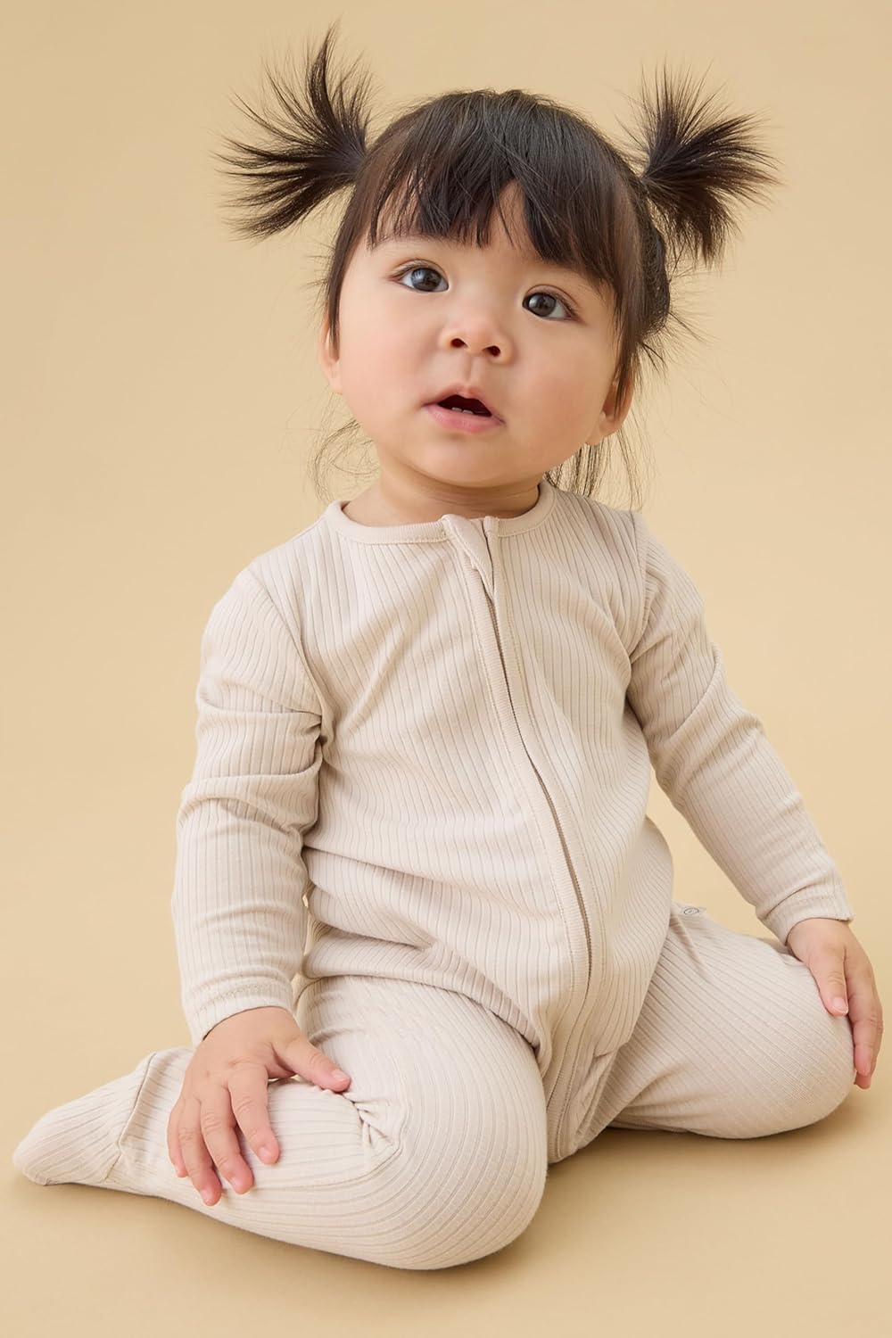 MORI Baby Ribbed Clever Pajamas with Two-Way Zips & Scratch Mitts – Footed Nightwear – Viscose from Bamboo & Cotton - Image 7