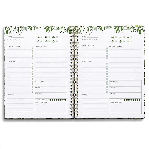 UtyTrees Agenda diaria sin fecha: cuaderno de lista de tareas diarias de 5.7 x 8.5 pulgadas, planificador de vida eficiente, diario con bolsillo