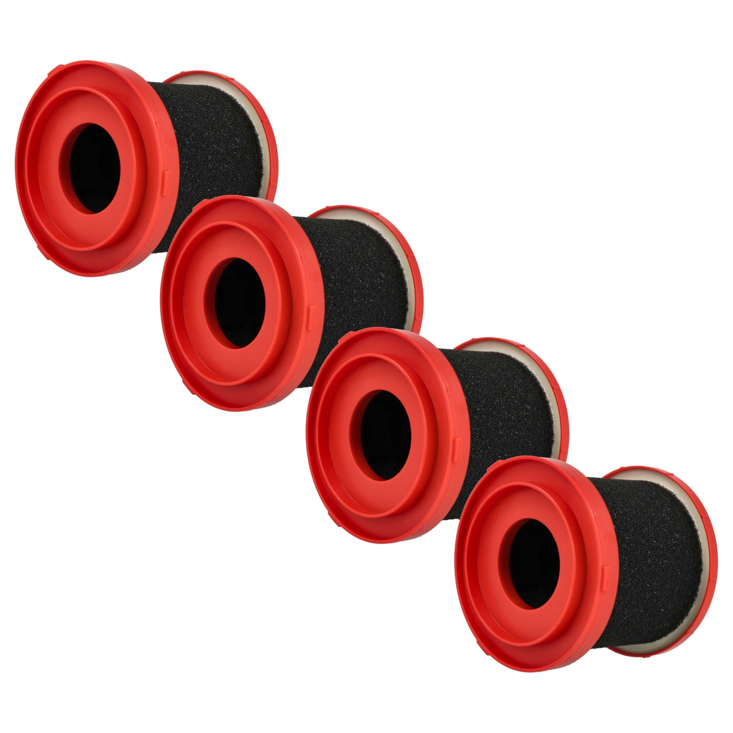 vhbw 4 x filtr wilgotności kompatybilny z Milwaukee M12FVCL, M18FPOVCL, M18VC2, 0970-20 - M18 odkurzacz - pianka / plastik czerwony czarny