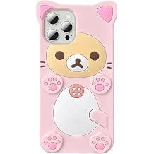 IAIYOXI 3D Cute Cartoon Bear Phone Case for iPhone 13 - Fashionable and Stylish - Funny Pink Bear Design - Soft TPU Protective Case - Kawaii Silicone Cover for Women, Girls, and Kids
