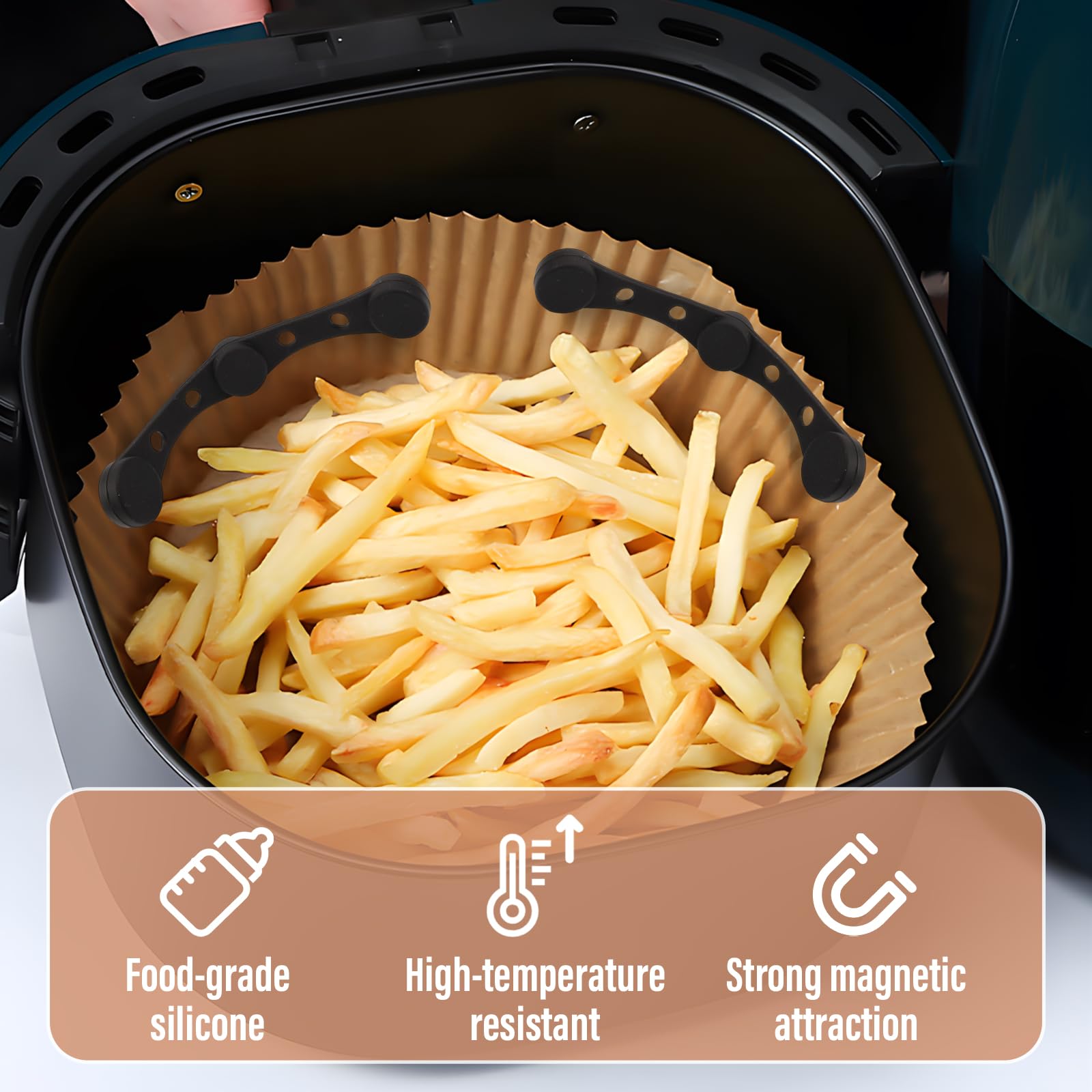 4 Sets Magneten Voor Bakpapier In De Airfryer, Siliconen Magneetclips Hittebestendig Herbruikbaar
