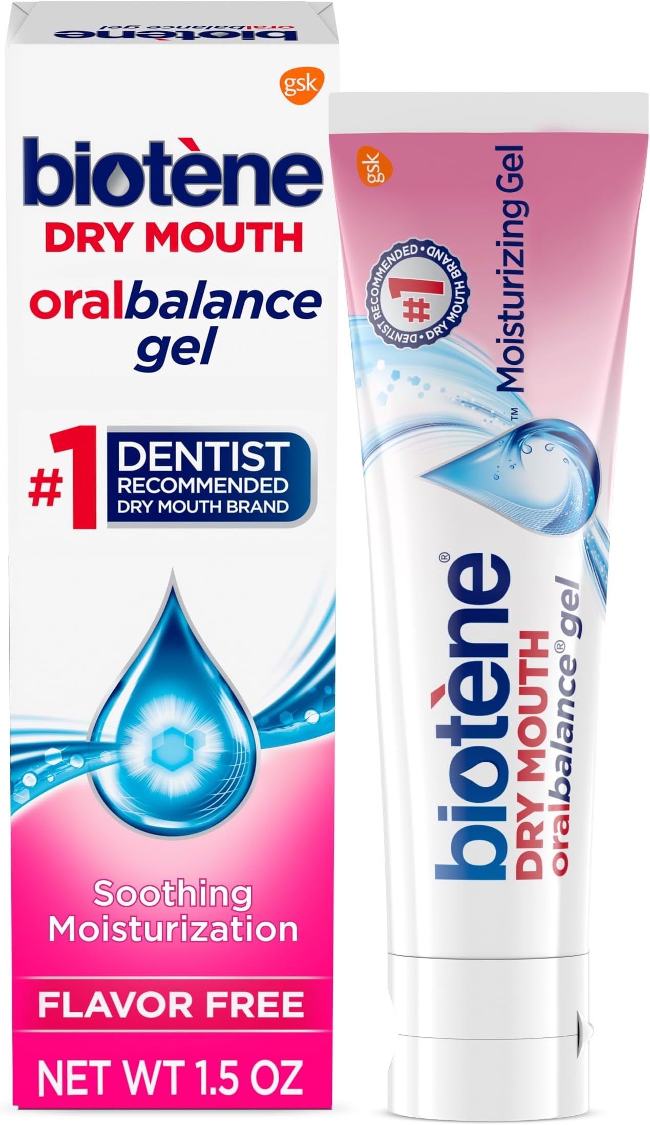 Biotene OralBalance Moisturizing Gel Flavor-Free, Alcohol-Free, for Dry Mouth, 1.5 ounce (Packaging May Vary)