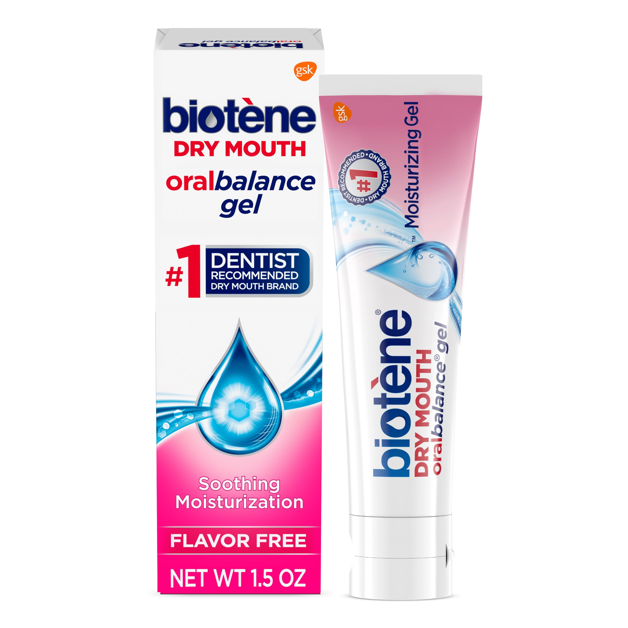 Biotene Oral Balance Moisturizing Gel, Alcohol Free Gel and Dry Mouth Gel, Flavor Free, 1.5 Oz