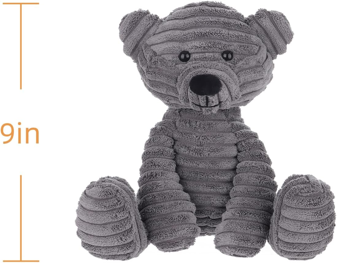 Apricot Lamb Smoky Gray Corduroy Bear Stuffed Animals for Kids, Soft Cute Plush Toys for Baby Girl and Boy, 9 Inches