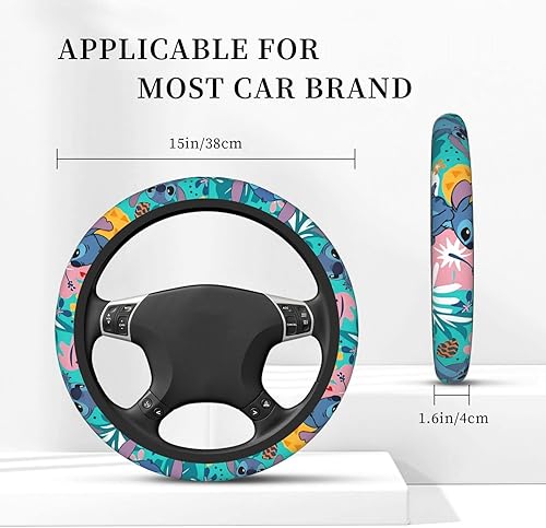 Miniatura 5 de Accesorios de coche elástico grueso neopreno volante cubierta mujeres hombres coche volante cubre protector universal 15 pulgadas