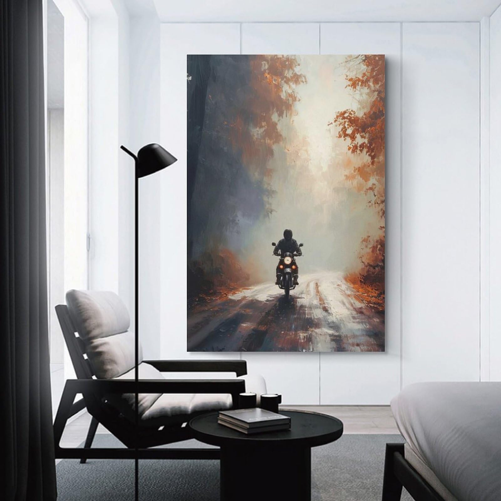 Junmoney Wall Art Print Leafy Ride, 20x30inch(50x75cm), for Bedrooms, Workspaces And Everyday Interiors, Stylish Home Artwork for Focal Walls