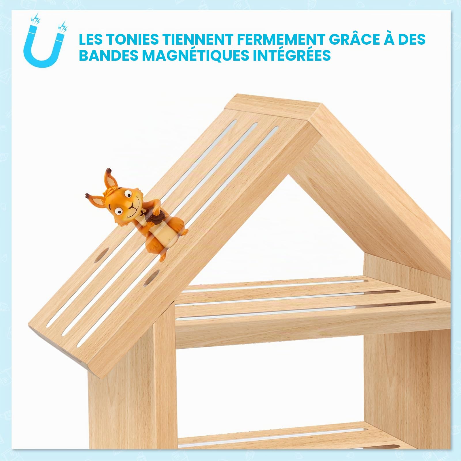 Tonie Étagère pour chambre d'enfant, en forme de maison, pour jusqu'à 85 Toniebox, magnétique, pour Tonie Box et figurines, pour garçons et filles